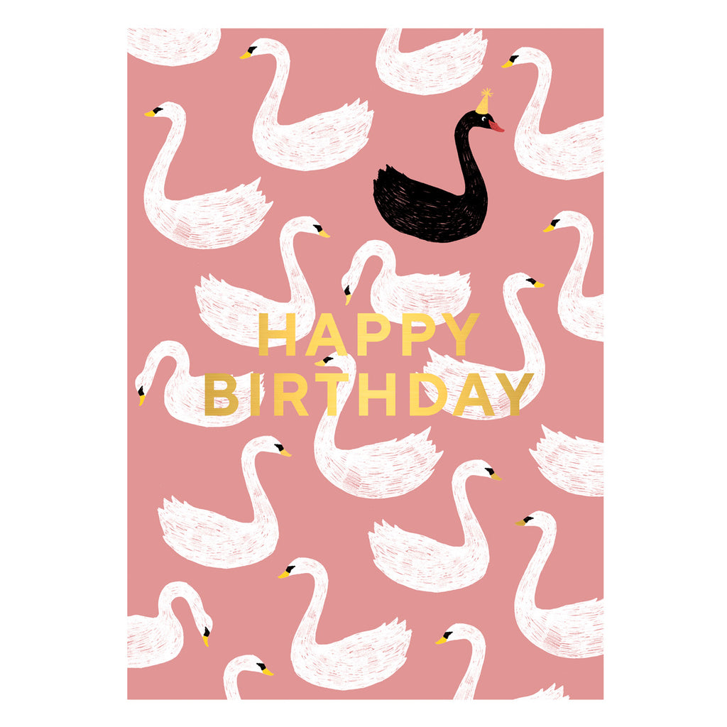 Postkarte Swans Happy Birthday