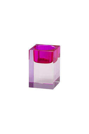 Kerzenhalter Kristallglas CRYSTAL GLASS BLOCKARTIGES DESIGN, PINK/ROSA