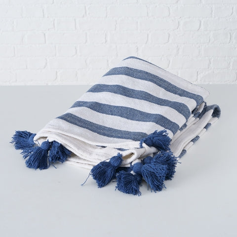 Decke GREEK blau weiss gestreift Baumwolle – Bube & Dame