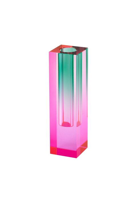 Kerzenhalter für Stabkerze Kristallglas CRYSTAL GLASS Pink/Grün