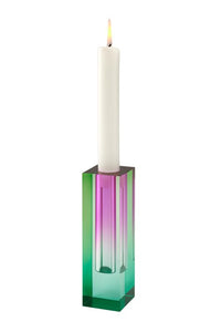 Kerzenhalter für Stabkerze Kristallglas CRYSTAL GLASS Grün/ Pink
