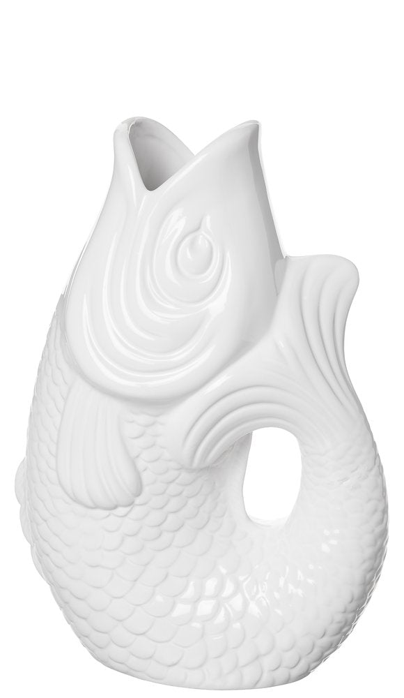 GIFTCOMPANY MONSIEUR CARAFON, FISCH, VASE, S, WEISS, 1,2 LITER