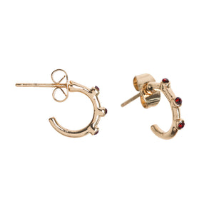 HOOP EARRINGS WITH STONES gold RED oder GOLD GREEN