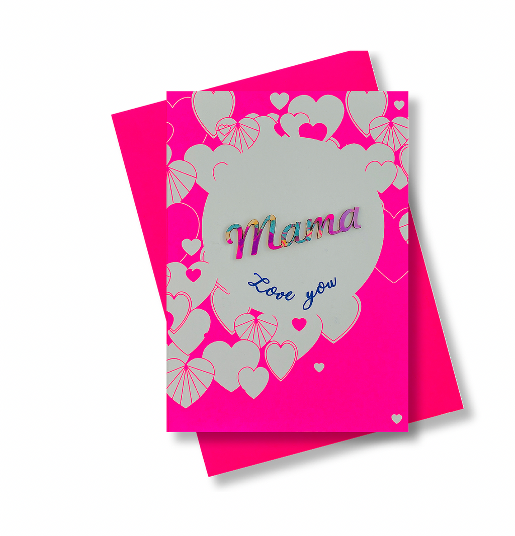 Handgedruckte Grußkarte LOVE YOU MAMA