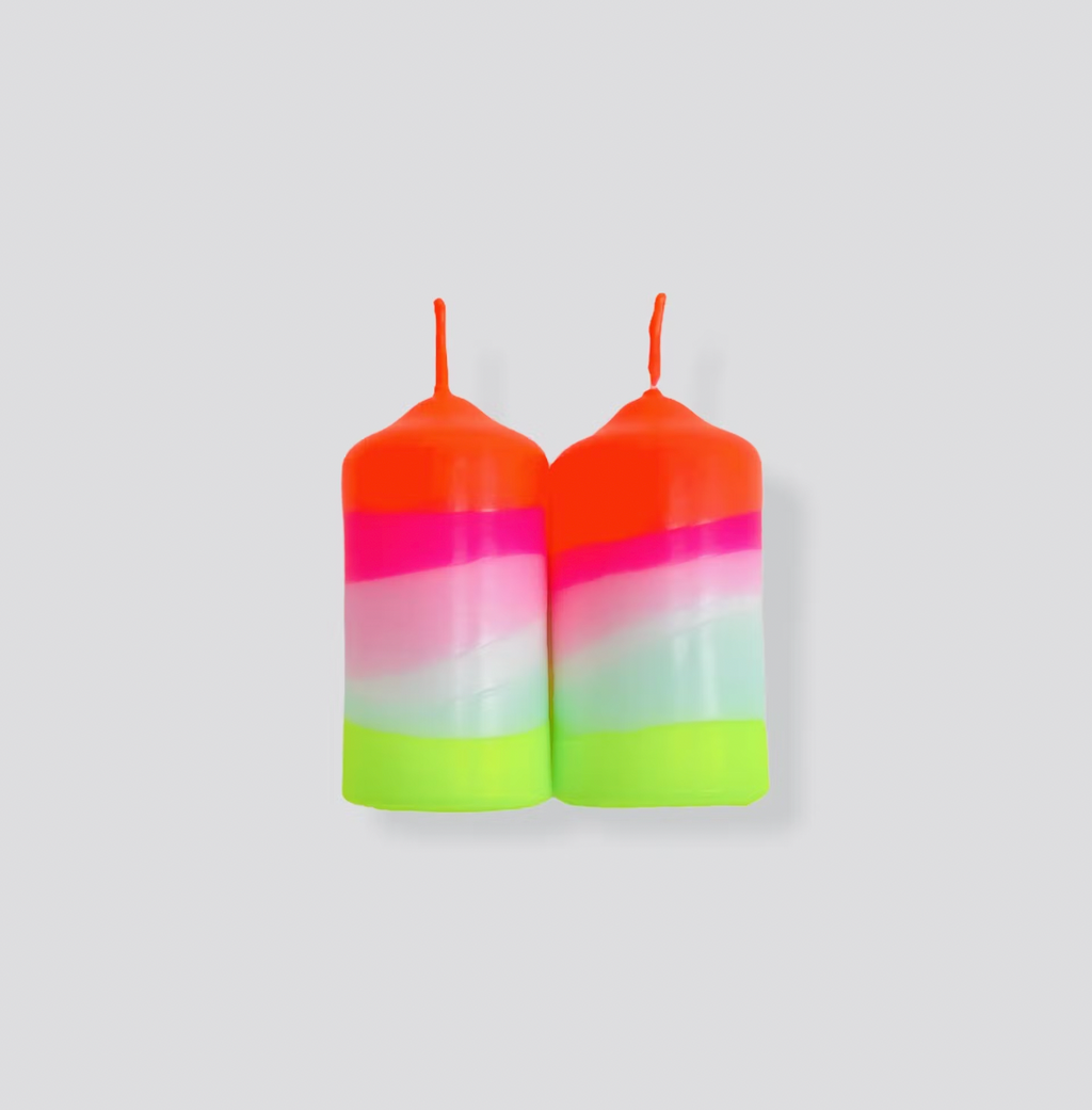 DIP DYE Neon Stumpenkerzen Set *Lollipop Twins