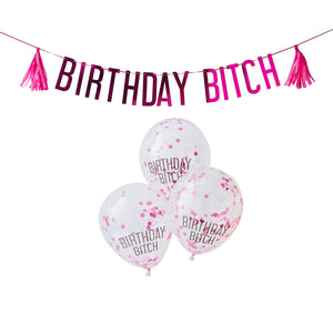 Birthday Bitch Party Balloons & Wimpelkette Partyset