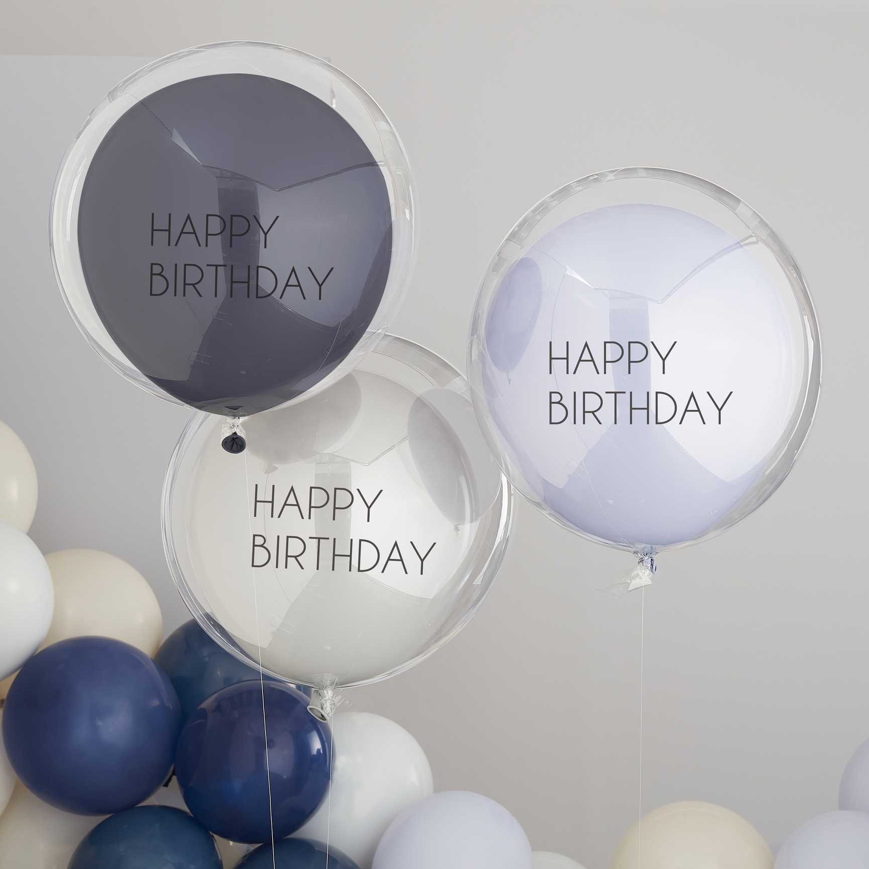 Doppelwandiges Happy Birthday-Ballon Set BLAU